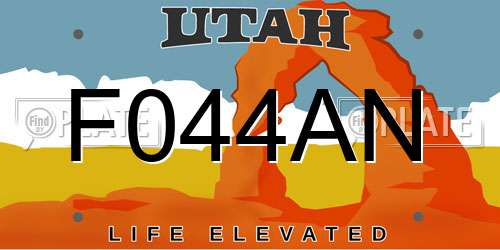 F044AN Utah License Plate