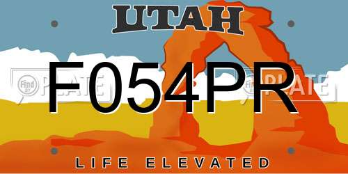 F054PR Utah License Plate