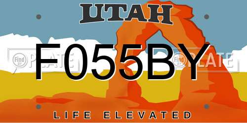 F055BY Utah License Plate