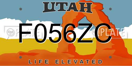 F056ZC Utah License Plate