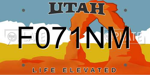 F071NM Utah License Plate