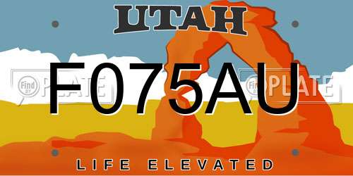 F075AU Utah License Plate