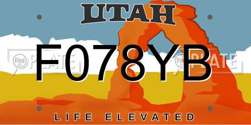 F078YB Utah License Plate