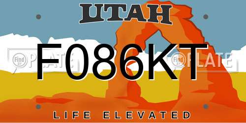 F086KT Utah License Plate