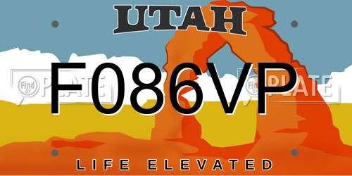 F086VP Utah License Plate