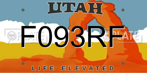 F093RF Utah License Plate