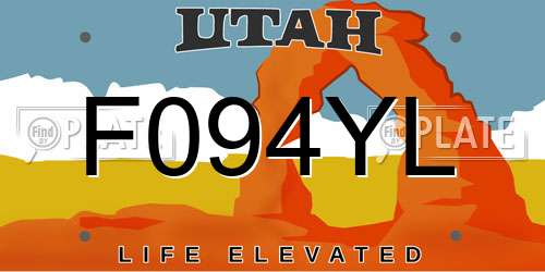 F094YL Utah License Plate