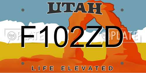 F102ZD Utah License Plate