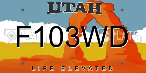F103WD Utah License Plate