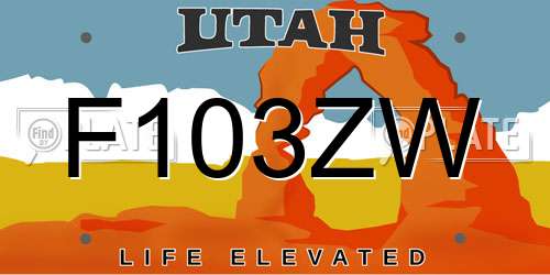 F103ZW Utah License Plate