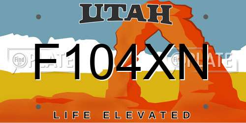 F104XN Utah License Plate
