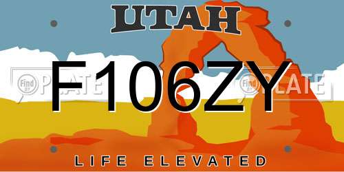 F106ZY Utah License Plate