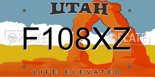 F108XZ Utah License Plate
