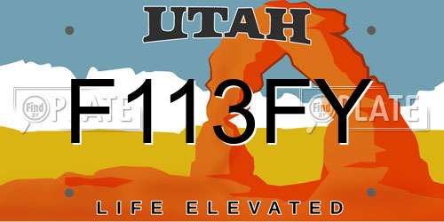 F113FY Utah License Plate