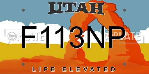 F113NP Utah License Plate