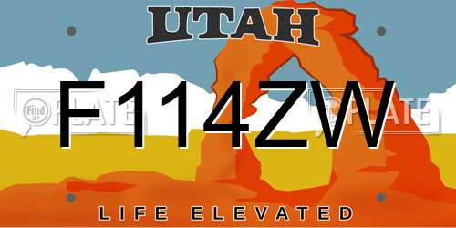 F114ZW Utah License Plate