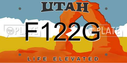 F122G Utah License Plate