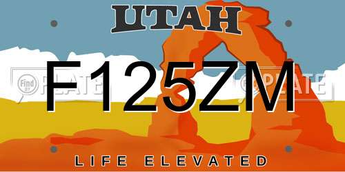 F125ZM Utah License Plate