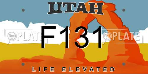 F131 Utah License Plate
