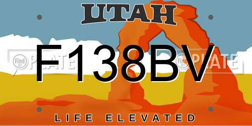 F138BV Utah License Plate