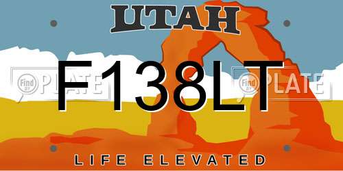 F138LT Utah License Plate