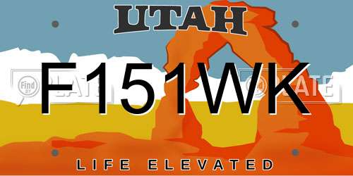 F151WK Utah License Plate