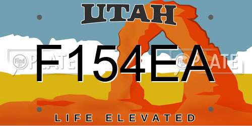 F154EA Utah License Plate