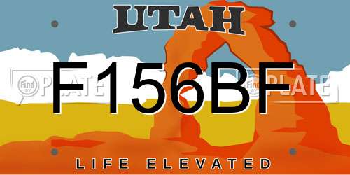 F156BF Utah License Plate