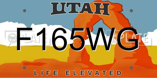 F165WG Utah License Plate