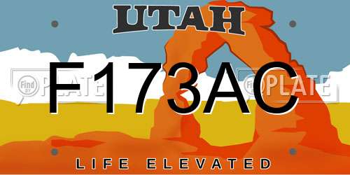 F173AC Utah License Plate