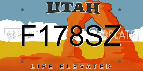 F178SZ Utah License Plate