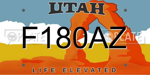 F180AZ Utah License Plate