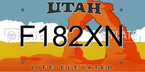 F182XN Utah License Plate