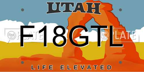 F18GTL Utah License Plate
