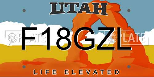 F18GZL Utah License Plate