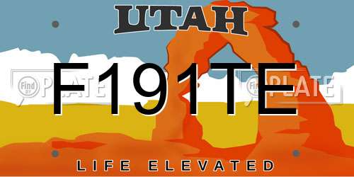 F191TE Utah License Plate