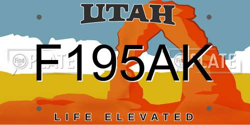 F195AK Utah License Plate