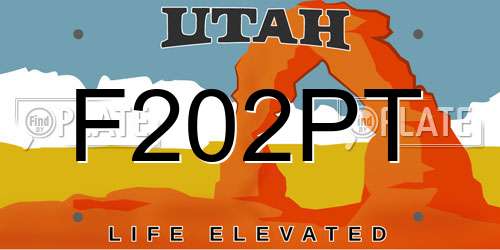 F202PT Utah License Plate