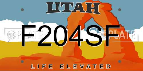 F204SF Utah License Plate