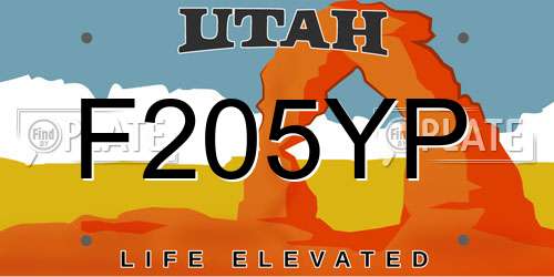 F205YP Utah License Plate