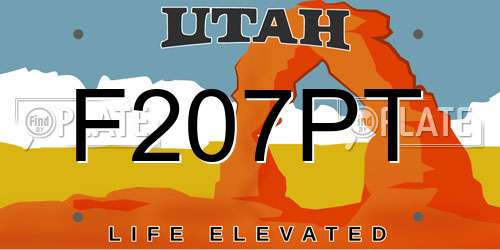 F207PT Utah License Plate