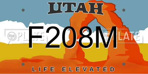 F208M Utah License Plate