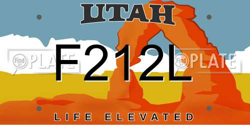 F212L Utah License Plate