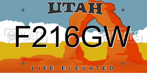 F216GW Utah License Plate
