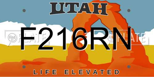 F216RN Utah License Plate