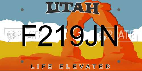 F219JN Utah License Plate