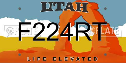 F224RT Utah License Plate