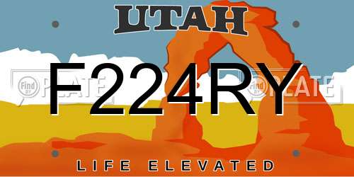 F224RY Utah License Plate
