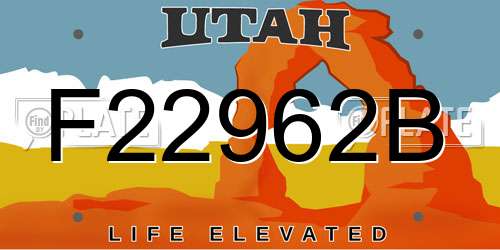 F22962B Utah License Plate