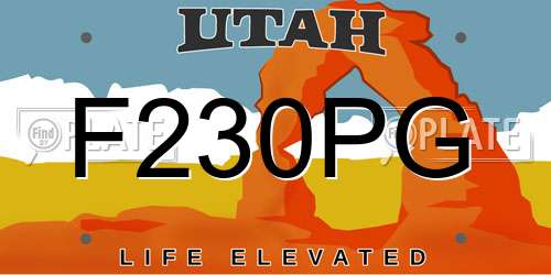 F230PG Utah License Plate